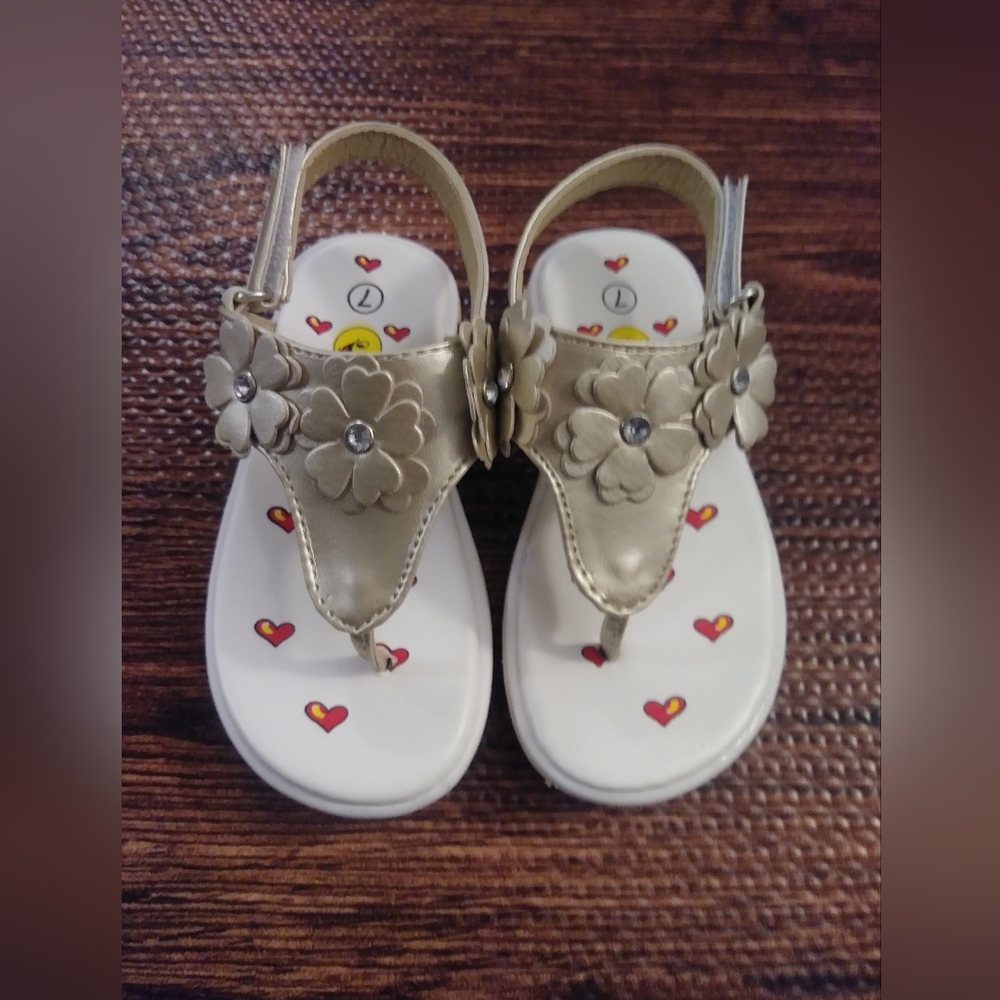 Gold Floral Kids Sandals